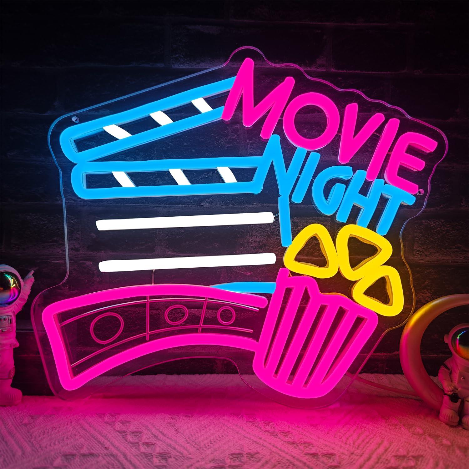 Home Cinema Night - Movie Night Neon Sign USB Dimmable