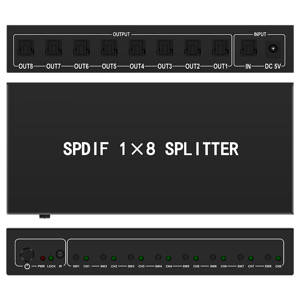 Home Cinema Unit - Optical Audio Splitter,1 in 8 Out