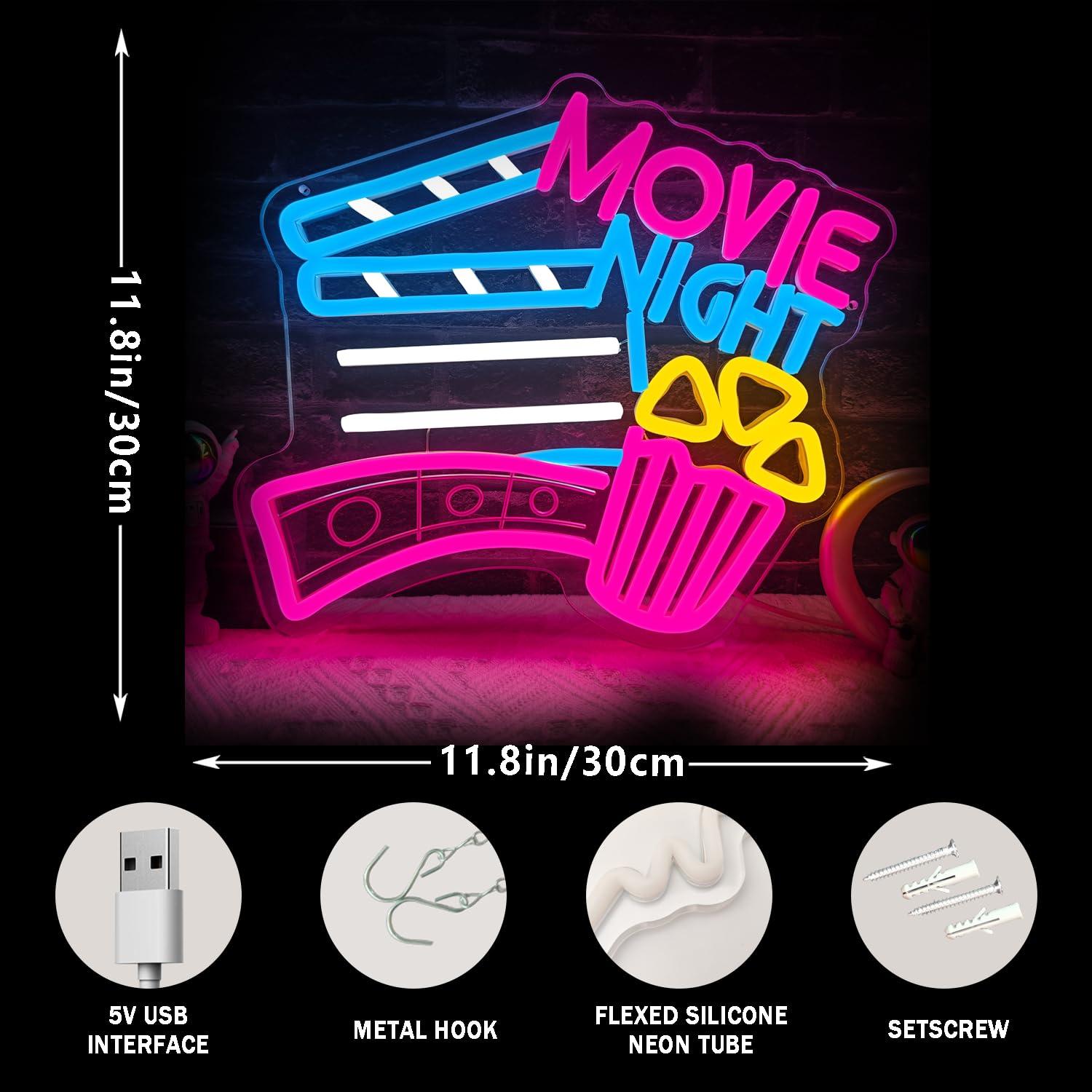 Movie Night Neon Sign USB Dimm - đánh giá và giá Home Cinema Night