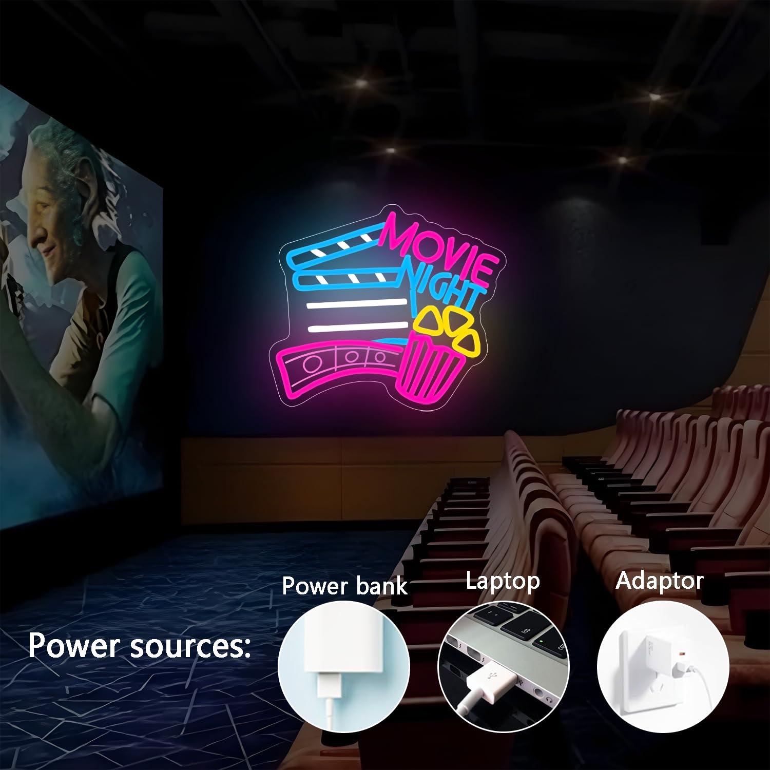 Movie Night Neon Sign USB Dimm - đánh giá và giá Home Cinema Night