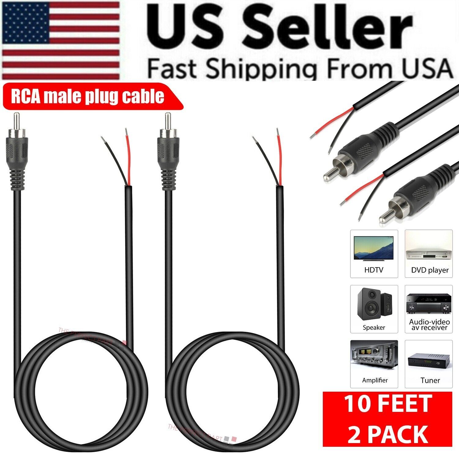 2-Pack 10ft RCA Male Plug To B - đánh giá và giá Home Cinema Unit