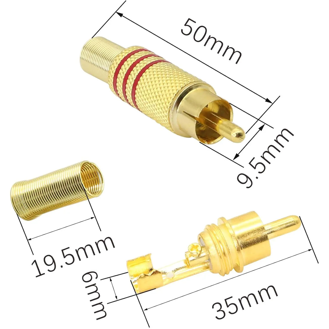 4PCS RCA Plug Gold Plated Sold - đánh giá và giá Home Cinema Unit
