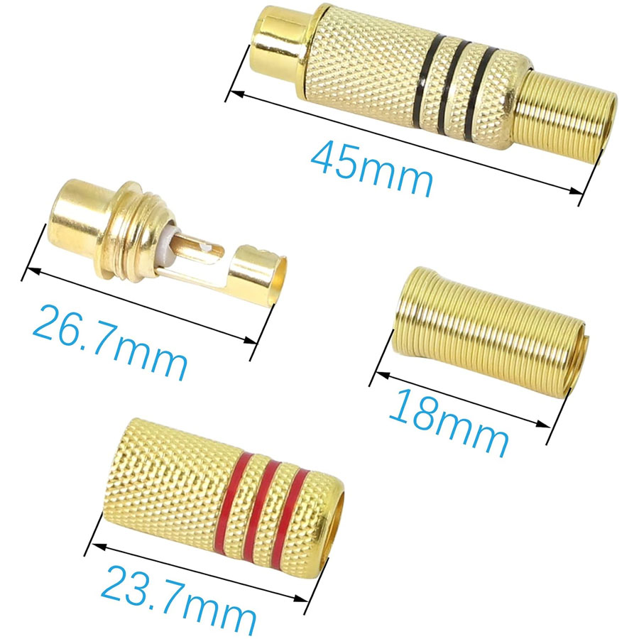 4PCS RCA Plug Gold Plated Sold - đánh giá và giá Home Cinema Unit