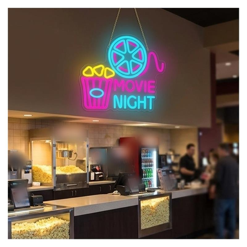 Movie Night Neon Sign Popcorn  - đánh giá và giá Home Cinema Night